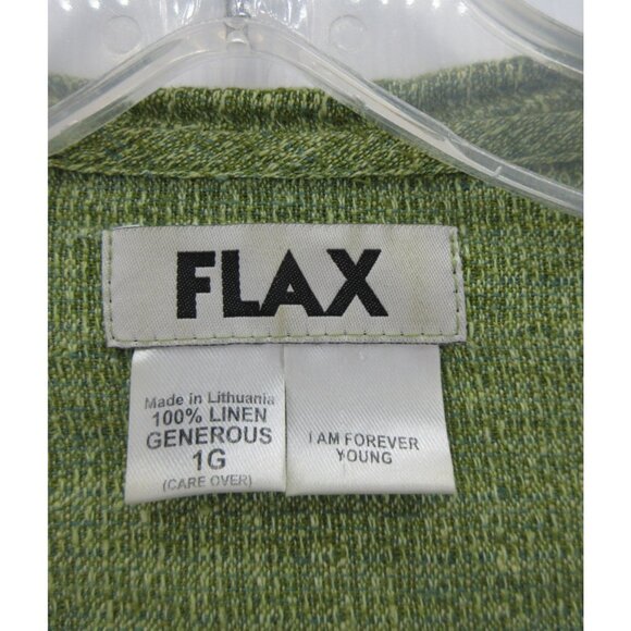 Flax Top 1G Plus Linen Blouse Button Up Lagenlook Oversized Artsy - Picture 8 of 9